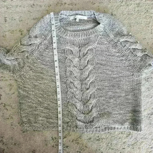 Lovers + Friends Womens Gray Chunky Knit 100% Wool Cropped Sweater XS - Picture 12 of 13